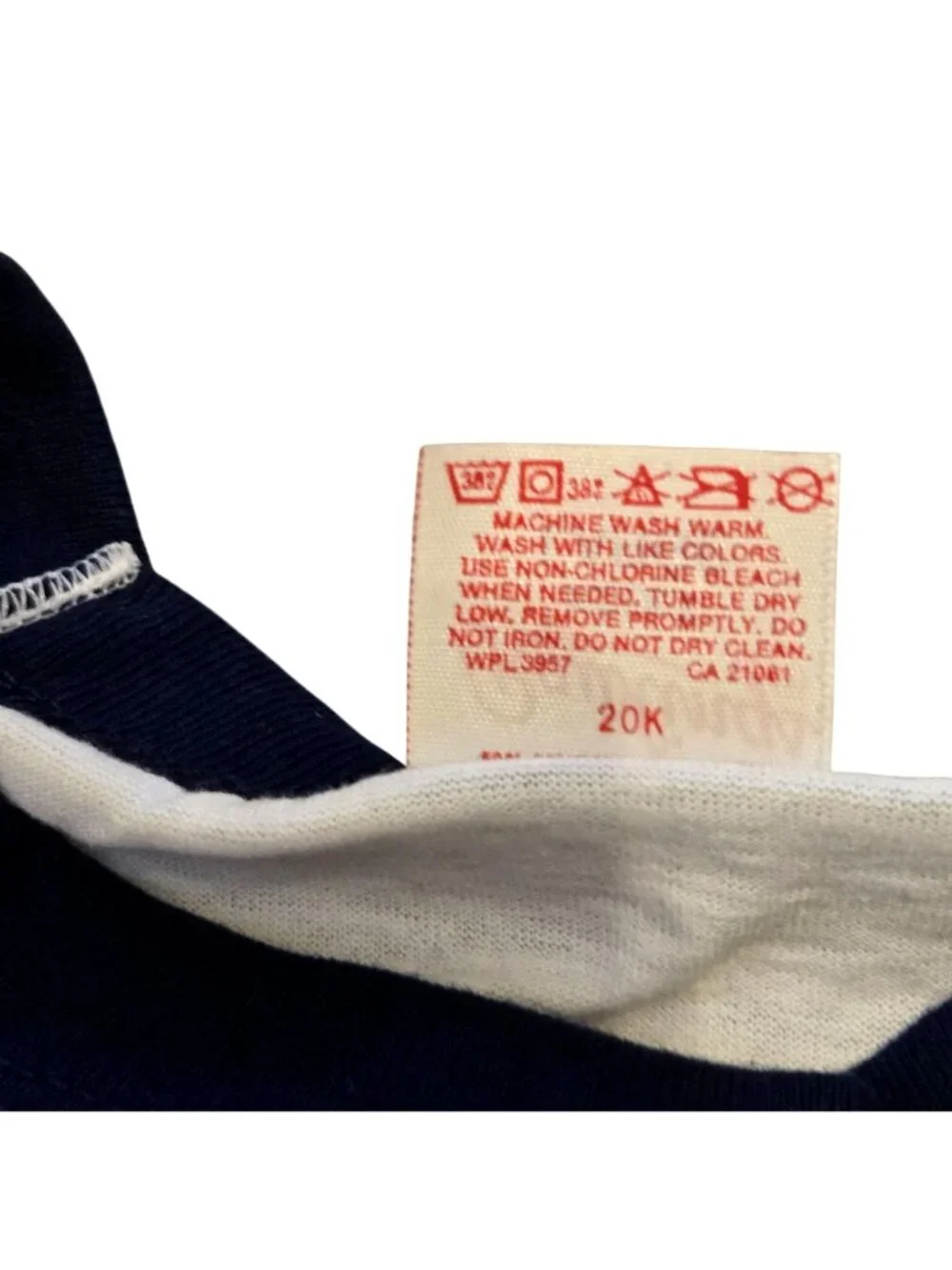 Vintage Rawlings White Navy Blue Raglan 3/4 Sleeve Baseball T Shirt Large NEW